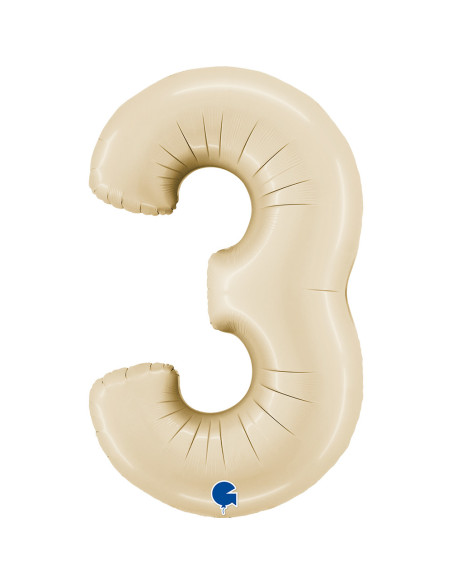 Balão FOIL N° 3 Satin Cream 102cm