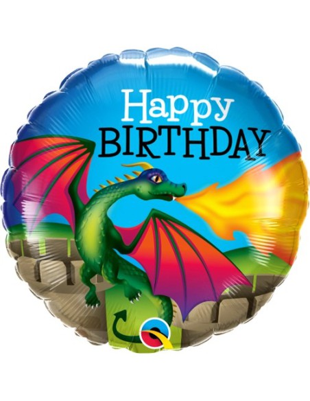 Balão FOIL HAPPY BIRTHDAY REDONDO DRAGAO 46cm