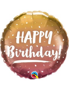 Balão FOIL HAPPY BIRTHDAY REDONDO ROSA e ROSA DOURADO 46cm
