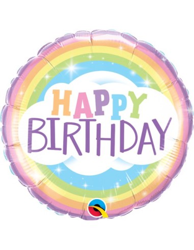 Balão FOIL HAPPY BIRTHDAY REDONDO RAINBOW 46cm