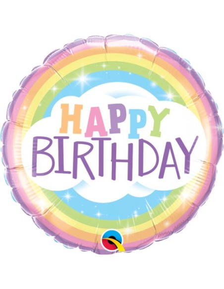 Balão FOIL HAPPY BIRTHDAY REDONDO RAINBOW 46cm