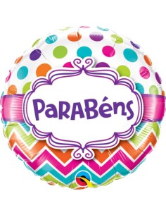 Balão FOIL HAPPY BIRTHDAY REDONDO MULTICOLOR DOTS 46cm