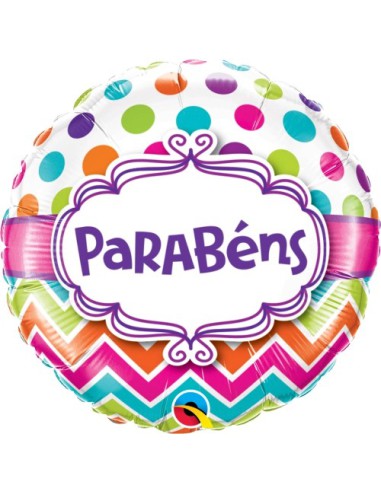 Balão FOIL HAPPY BIRTHDAY REDONDO MULTICOLOR DOTS 46cm