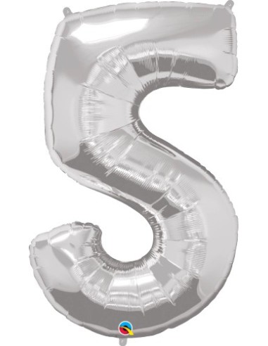 Balão FOIL N° 5 SILVER 86cm