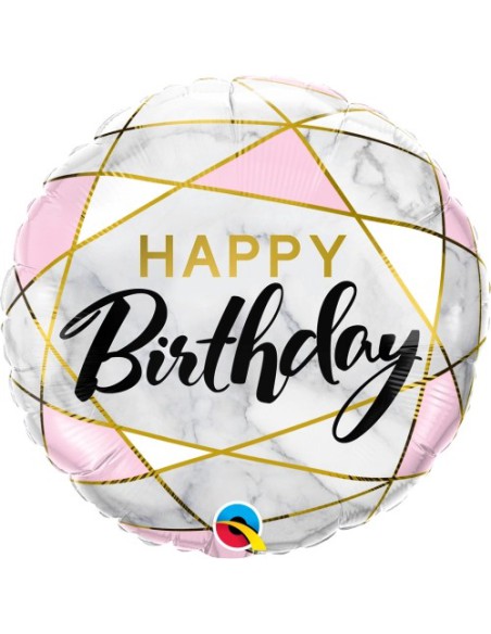 Balão FOIL HAPPY BIRTHDAY REDONDO PADRAO ELEGANTE 46cm