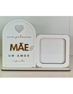 Placa em madeira Dia da Mãe / Amor Infinito com moldura