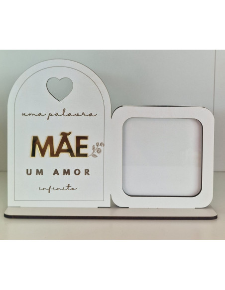 Placa em madeira Dia da Mãe / Amor Infinito com moldura