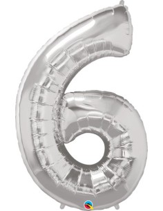 Balão FOIL N° 6 SILVER 86cm