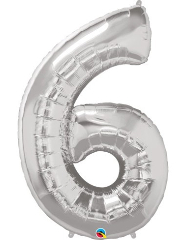 Balão FOIL N° 6 SILVER 86cm