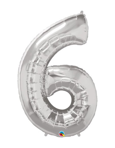 Balão FOIL N° 6 SILVER 86cm