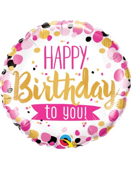 Balão FOIL HAPPY BIRTHDAY TO YOU REDONDO ROSA 46cm