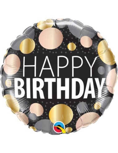 Balão FOIL HAPPY BIRTHDAY REDONDO BOLAS 46cm