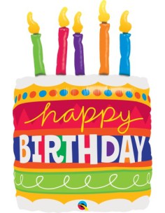 Balão FOIL HAPPY BIRTHDAY BOLO COM VELAS 89cm