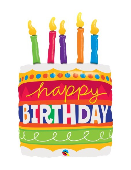 Balão FOIL HAPPY BIRTHDAY BOLO COM VELAS 89cm