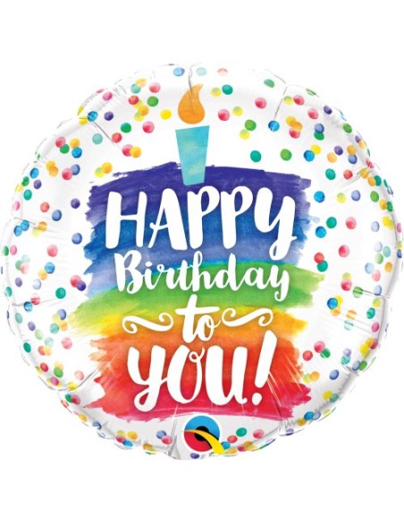 Balão FOIL HAPPY BIRTHDAY TO YOU REDONDO BOLO 46cm