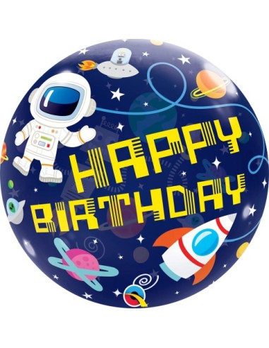 Balão BUBBLE HAPPY BIRTHDAY ASTRONAUTA 56cm