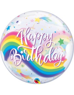 Balão BUBBLE HAPPY BIRTHDAY UNICORNIO 56cm