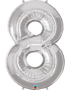 Balão FOIL N° 8 SILVER 86cm
