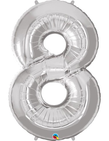 Balão FOIL N° 8 SILVER 86cm
