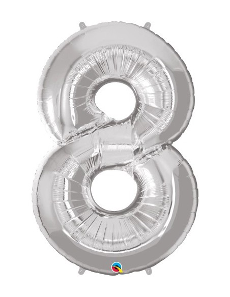 Balão FOIL N° 8 SILVER 86cm