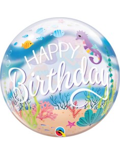 Balão BUBBLE HAPPY BIRTHDAY SEREIA 56cm