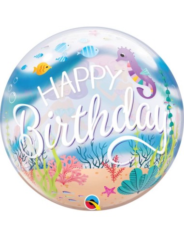 Balão BUBBLE HAPPY BIRTHDAY SEREIA 56cm