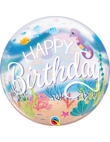Balão BUBBLE HAPPY BIRTHDAY SEREIA 56cm