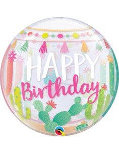 Balão BUBBLE HAPPY BIRTHDAY LAMA 56cm